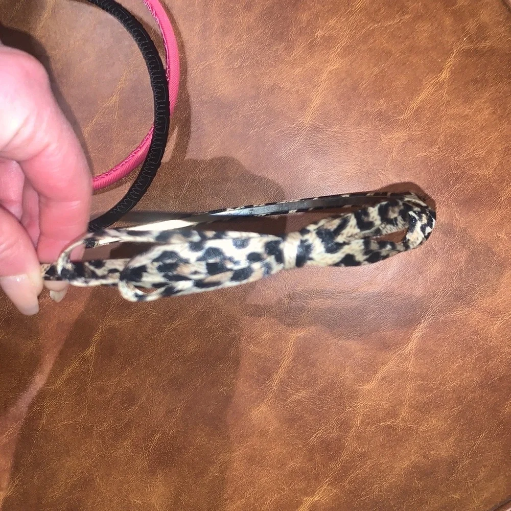 Set of three headband fabric designs: animal print with bow pink black